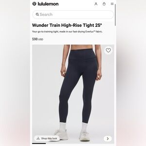Lululemon Wunder Train High Rise Leggings 25”
